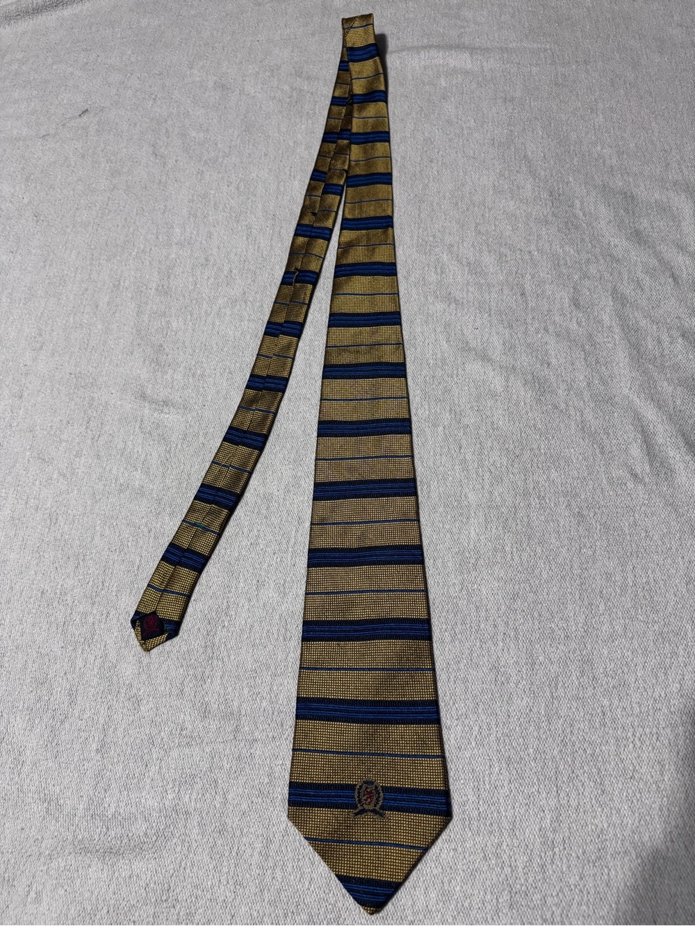 Tommy Hilfiger gold and Navy Striped Silk Tie